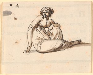Donna seduta con il ginocchio sinistro alzato