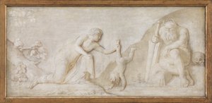 Teti immerge il suo figlio neonato Achille nel fiume Stige per renderlo invulnerabile da Nicolai Abildgaard