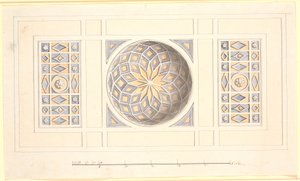Bozza per un soffitto con parte centrale a volta in viola e giallo da Nicolai Abildgaard