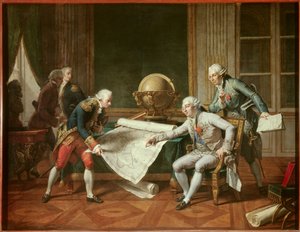 Il re di Francia Luigi XVI (1754-1793) dà istruzioni al capitano Jean-Francois Galaup, conte di La Perouse da Nicolas Andre Monsiau