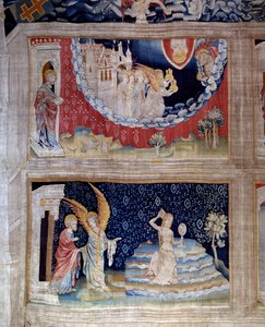 Tenda della Rivelazione (1373-1383) n. 64: un angelo mostra a Giovanni la condanna di Babilonia, il simbolo dell