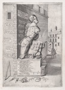 Speculum Romanae Magnificentiae: Statua di Pasquino nella Casa del Cardinale Ursino..., XVI secolo