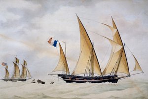Xebec di Santo Stefano di Laigueglia inseguito da un corsaro inglese da Nicolas Cammillieri