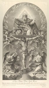 La Santissima Trinità, Cristo sulla croce affiancato da due angeli, lo Spirito Santo come colomba, 1702