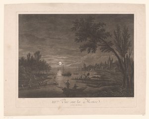 Vista notturna sulla Mosa con pescatori