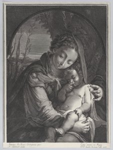 Vergine con il Bambino dormiente, 1708 da Nicolas Etienne Edelinck
