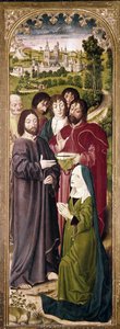 La resurrezione di Lazzaro: Marta davanti a Cristo (dettaglio del pannello sinistro) da Nicolas Froment