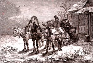 Russia. Stazione di posta nel 1865. Casa postale. 1865 (incisione) da Nicolas Gregorovitch Svertschkoff