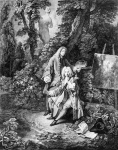 Il pittore Jean Antoine Watteau (1684-1721) e il suo amico Jean De Jullienne (1686-1766), incisione di Nicolas Henri Tardieu da Nicolas Henri Tardieu