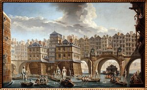 La giostra dei barcaioli, tra il ponte di Notre Dame e il Pont au Change da Nicolas and Jean Baptiste Raguenet