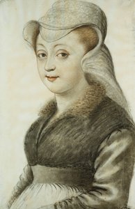 Ritratto di una giovane donna, mezzo busto, girata a sinistra da Nicolas Lagneau or Lanneau