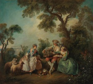 La gabbia per uccelli (Gli amori del boschetto) da Nicolas Lancret