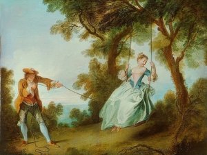 Stampa Con Cornice 1art1 – L'altalena Della Felicità Di Jean-Honoré Fragonard (1767), Formato 91x61 Cm, Cornice Economy Bianca In Plastica Con Vetro Acrilico