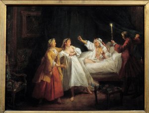 Racconti di Jean de La Fontaine: Il Gascone punito Dipinto su rame di Nicolas Lancret (1690-1743) Dim. 0,28 x 0,36 m da Nicolas Lancret