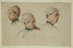 Tre studi della testa di un uomo nero con turbante da Nicolas Lancret