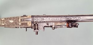 Coppia di pistole a pietra focaia con montature in argento, tradizionalmente donate da Napoleone I a suo fratello Giuseppe Bonaparte quando gli fu assegnata la corona di Spagna, probabilmente nel 1808. Realizzate da Nicholas Noel Boutet, Versailles da Nicolas Noel Boutet