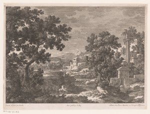 Paesaggio con sorgente antica vicino al fiume da Nicolas Perelle