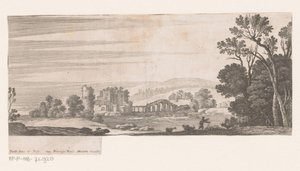 Paesaggio fluviale con ponte a cinque archi da Nicolas Perelle