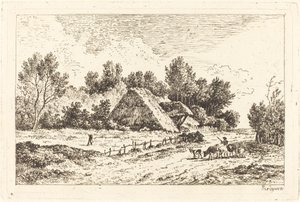 Un Basso Cottage con un Mandriano che Conduce il Suo Gregge da Nicolas Perignon