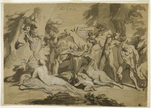 Satiro e ninfe ubriache di Sileno da Nicolas Poussin