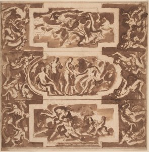 Modello per un Soffitto: Diana e il Morto Endimione, il Giudizio di Paride e la Morte di Adone da Nicolas Poussin
