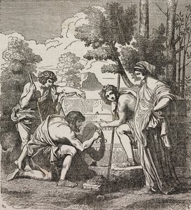 Pastori di Arcadia, dopo il dipinto di Nicolas Poussin, illustrazione da Teatro universale, Raccolta enciclopedica e scenografica, n 512, 4 maggio da Nicolas Poussin
