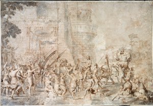 Il trionfo di Davide che riporta la testa di Golia Disegno di Nicolas Poussin