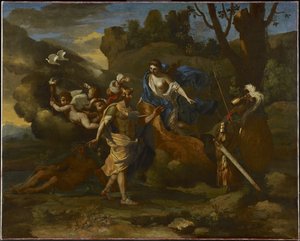 Venere, madre di Enea, gli presenta le armi forgiate da Vulcano, c.1635