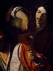 Servitore che versa vino, dettaglio di 