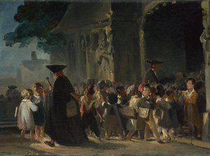 Bambini alla porta di una chiesa da Nicolas Toussaint Charlet