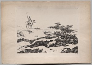 Soldato a cavallo in un paesaggio da Nicolas Toussaint Charlet