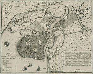 Mappa di Pietroburgo da Nicolas de Fer