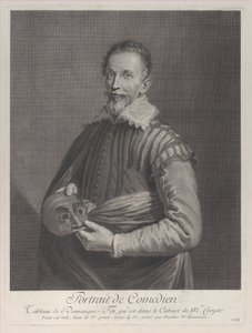 Ritratto di un comico: ritratto di Francesco Andreini con una maschera, 1729-40 da Nicolas de Larmessin
