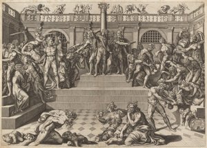 Il massacro degli innocenti da Nicolaus Beatrizet, after Marco Dente, after Baccio Bandinelli