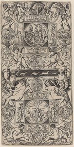 Pannello ornamentale con Orfeo e il giudizio di Paride da Nicoletto da Modena