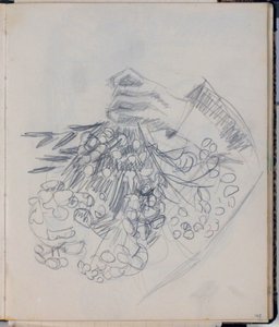 Il braccio destro di H. C. Andersen. Schizzo per "Il prato di Nysø" (Odense)