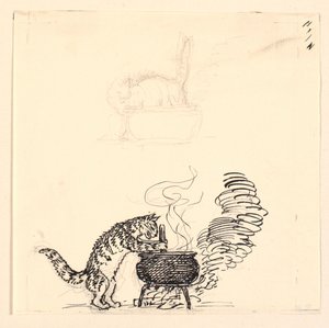 Illustrazione per "Il Gatto Grasso" e Schizzo