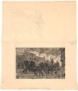 To illustrationsudkast til Sønderjyske Folkesagn, v. F.Ohrt. F.o. Hvor I mindst venter det og f.n. Kong Abel og rebslagerne da Niels Skovgaard