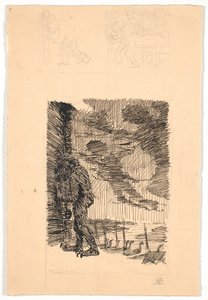 Il troll Grendel spia attraverso la fessura di Hjorthal da Niels Skovgaard