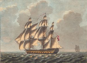 Una nave di linea danese che naviga quasi controvento
