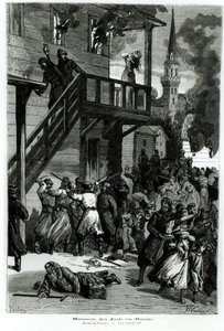 Massacro degli Ebrei in Russia, inciso da Gustave Voulquin da Le Journal Illustré, giugno 1881