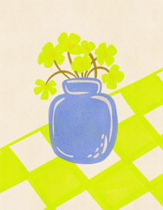 Vaso blu con fiori freschi da Nikita Jariwala