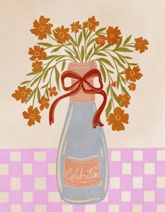 Bottiglia di champagne con decorazione floreale festiva da Nikita Jariwala