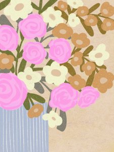 Fiori rosa in un vaso blu da Nikita Jariwala