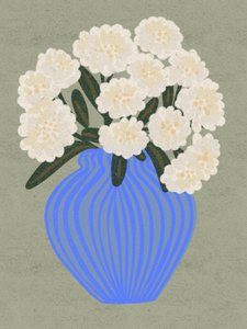 Fiori bianchi in un vaso blu da Nikita Jariwala
