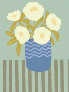 Fiori bianchi in un vaso blu da Nikita Jariwala