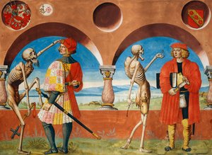 La morte, cavaliere e giurista dal ciclo della Danza della Morte di Albrecht Kauw