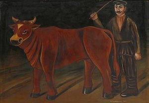 Contadino con toro