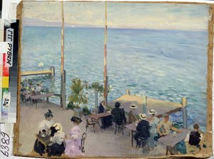 Il lago Lemano, Ginevra, caffè da Nikolai Alexandrovich Klodt