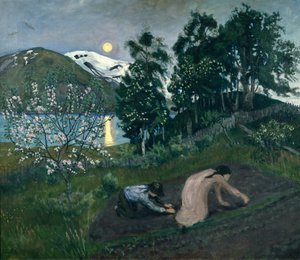 Notte di primavera nel giardino da Nikolai Astrup